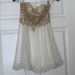 Strapless Gold Sequin Dress